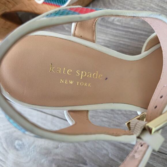 Kate Spade New York Grace Raffia Cork Platform Heels Womens Size 8 Sandal - Picture 5 of 15